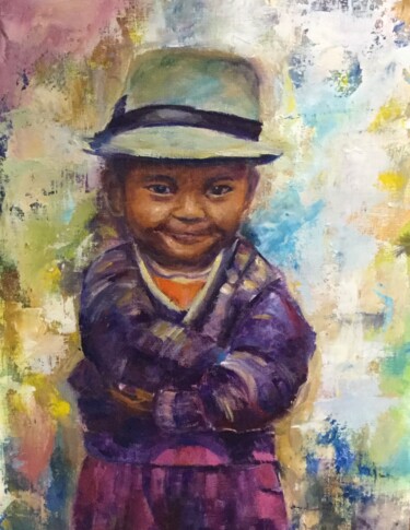 Peinture intitulée "Enfant du monde 4" par Thérèse Alba, Œuvre d'art originale, Huile