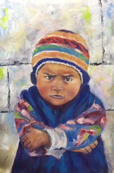 Peinture intitulée "Enfant du monde 7" par Thérèse Alba, Œuvre d'art originale, Huile