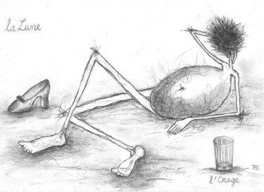 Zeichnungen mit dem Titel "''Un peu de légèret…" von Thérèse Marie Cardon (TMC), Original-Kunstwerk, Graphit Auf Holzplatte…