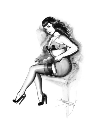 Painting titled "Bettie" by Therese Rosier, Original Artwork, Ink