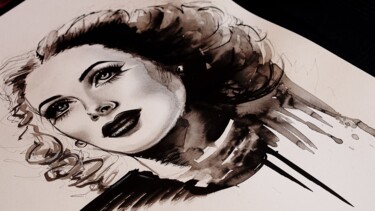 Painting titled "Hedy Lamarr" by Therese Rosier, Original Artwork, Acrylic