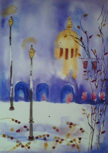 Painting titled "SACRE-COEUR..." by Thérese Hanot, Original Artwork, Watercolor