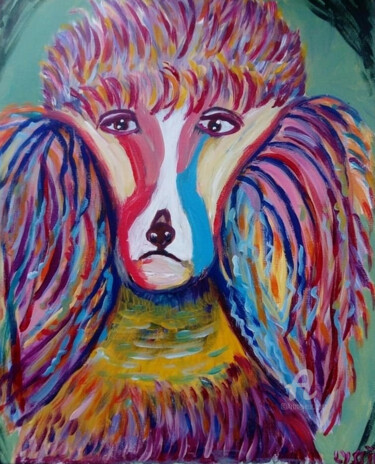 Painting titled "Couleur Caniche" by Therese  Lyssia, Original Artwork, Acrylic Mounted on Wood Stretcher frame