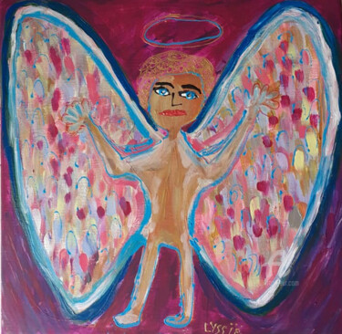Painting titled "Mon ange arabe" by Therese  Lyssia, Original Artwork, Acrylic Mounted on Wood Stretcher frame