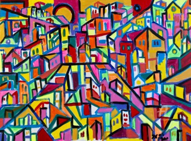 Painting titled "Bleu district" by Thérèse, Original Artwork, Acrylic