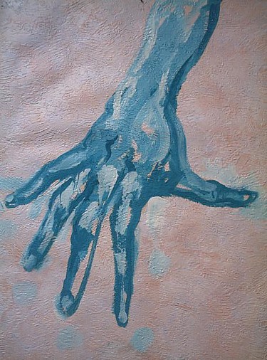 Peinture intitulée "main bleue 1" par Frederic Therisod, Œuvre d'art originale
