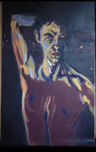 Peinture intitulée "autoportrait nuit" par Frederic Therisod, Œuvre d'art originale