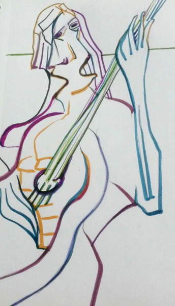 Dessin intitulée "guitariste.jpg" par Frederic Therisod, Œuvre d'art originale