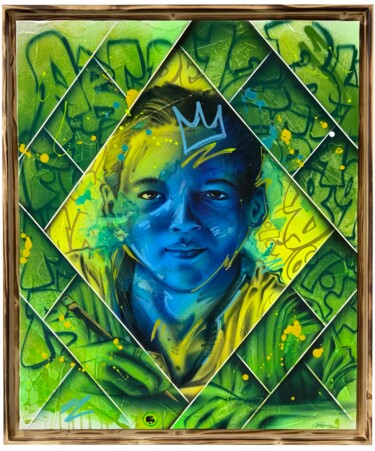 Painting titled "EDUCACAO" by Loic Thiery, Original Artwork, Airbrush Mounted on Wood Stretcher frame