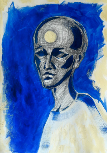 Painting titled "Місяць, хуманізація" by Natalia Ponomarova (Elenrieth), Original Artwork, Acrylic