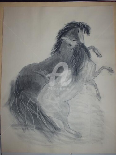 Desenho intitulada "chevaux" por Hélène Thevenon, Obras de arte originais