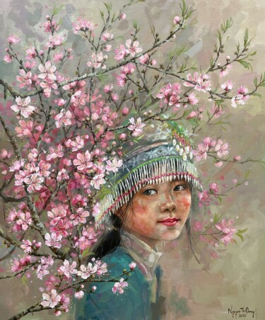Painting titled "Xuân Thì ("Youthful…" by Thi Dung Nguyen, Original Artwork, Acrylic