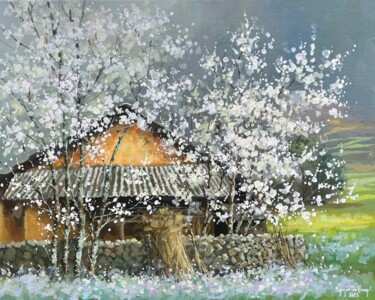Painting titled "Highland in spring" by Thi Dung Nguyen, Original Artwork, Acrylic