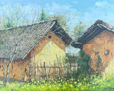 Painting titled "Chút nắng đầu đông…" by Thi Dung Nguyen, Original Artwork, Acrylic