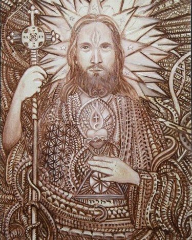 Painting titled "O Cristo Solar" by Thiago Cardoso, Original Artwork, Acrylic