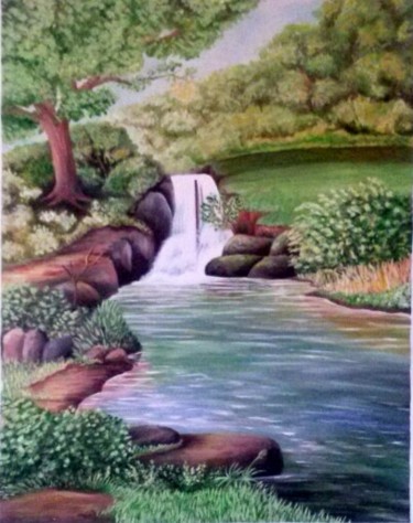 Painting titled "cachoeira" by Thiago Luiz, Original Artwork, Acrylic