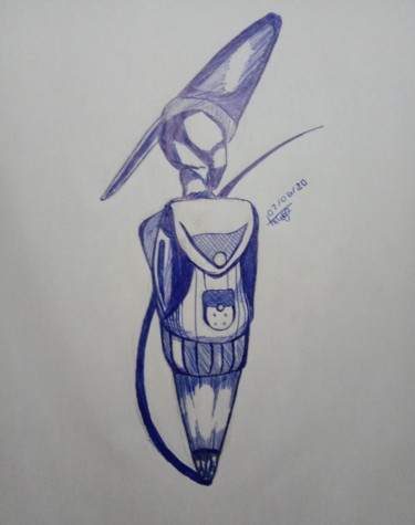 Drawing titled "Menino azul - Blue…" by Thiago Silva, Original Artwork, Ballpoint pen