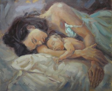 Pintura intitulada "Maternidade" por Thiago Castro, Obras de arte originais