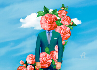 Artes digitais intitulada "Flowers on the head" por Thiago Pixels, Obras de arte originais, Foto Montagem