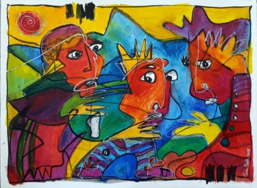 Painting titled "I Re Magi" by Thia Path, Original Artwork, Enamel