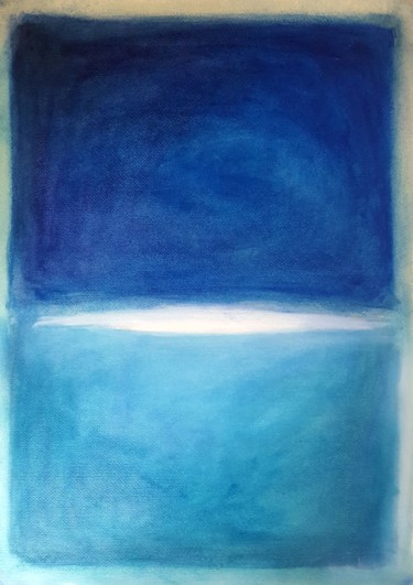 Painting titled "Blue and more blue" by Thia Path, Original Artwork, Oil