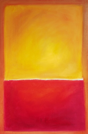 Pittura intitolato "Giallo su rosso" da Thia Path, Opera d'arte originale, Olio