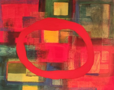 Painting titled "Almost red Enso' 1" by Thia Path, Original Artwork, Oil