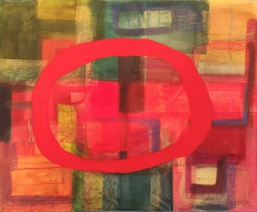 Painting titled "Almost red Enso' 2" by Thia Path, Original Artwork, Oil
