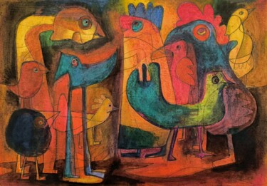 Malerei mit dem Titel "Negoziazioni in cor…" von Thia Path, Original-Kunstwerk, Öl