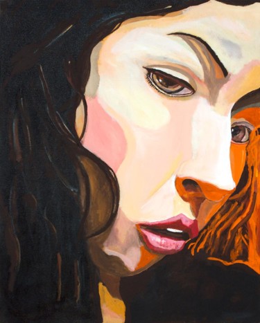 Peinture intitulée "Portrait de femme o…" par Thibaud Grand, Œuvre d'art originale, Acrylique