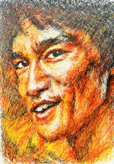Peinture intitulée "Bruce Lee" par Thibaud Coron, Œuvre d'art originale, Acrylique