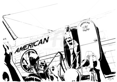 「Star DC3」というタイトルの描画 Thibault Cernaixによって, オリジナルのアートワーク, インク