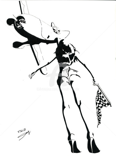 Tekening getiteld "Gee Bee" door Thibault Cernaix, Origineel Kunstwerk, Inkt