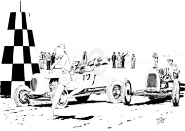 Drawing titled "The race1" by Thibault Cernaix, Original Artwork, Ink