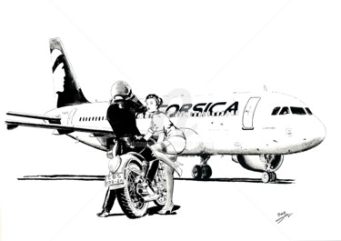 제목이 "Air Corsica"인 그림 Thibault Cernaix로, 원작, 잉크