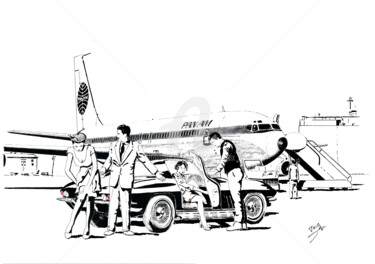 Zeichnungen mit dem Titel "707 Panam" von Thibault Cernaix, Original-Kunstwerk, Tinte