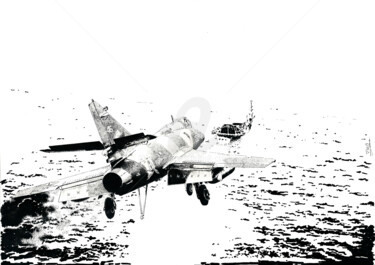 Drawing titled "Super Etendard" by Thibault Cernaix, Original Artwork, Ink