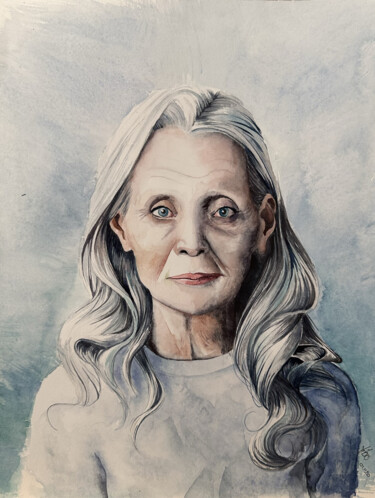 Dessin intitulée "Portrait  08 : Rose" par Thibault Zuccari, Œuvre d'art originale, Aquarelle