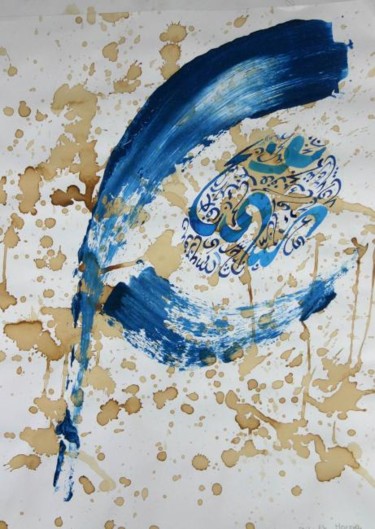 Painting titled "Calligraphie Bleu" by Thibault Moreau, Original Artwork