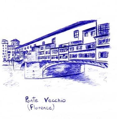 Peinture intitulée "Ponte Vecchio" par Éric Thibodeau, Œuvre d'art originale