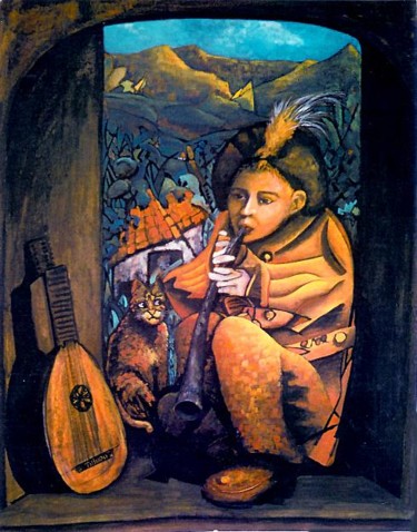 Peinture intitulée "Le petit joueur de…" par Éric Thibodeau, Œuvre d'art originale