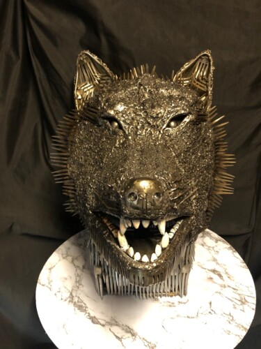 Sculpture intitulée "Belle Tête de loup" par Thierry Dep (FER de L'ART), Œuvre d'art originale, Métaux
