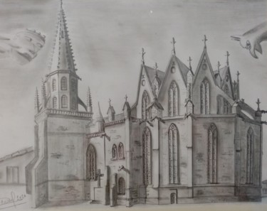 Dessin intitulée "La Cathédrale St Ma…" par Thierry Roussel, Œuvre d'art originale, Graphite Monté sur Châssis en bois