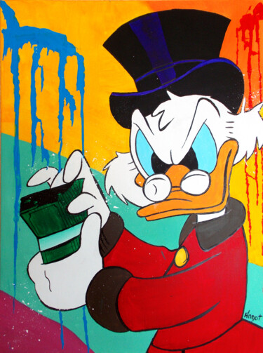 Painting titled "$crooge McDuck, Où…" by Thierry Angot, Original Artwork, Acrylic