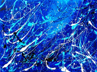 Painting titled "Dripping Blue" by Thierry Angot, Original Artwork, Acrylic