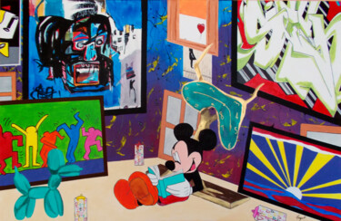 Malerei mit dem Titel "Mickey à la découve…" von Thierry Angot, Original-Kunstwerk, Acryl