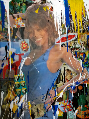 Collages titled "Tina" by Thierry Angot, Original Artwork, Collages