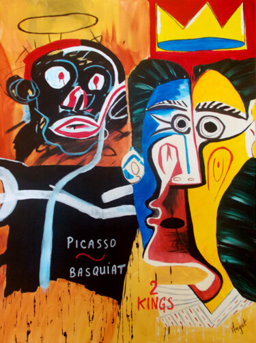 Painting titled "Picasso~Basquiat" by Thierry Angot, Original Artwork, Acrylic
