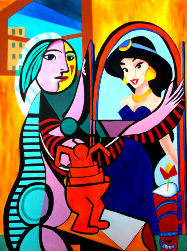 Pintura intitulada "Le miroir de Picasso" por Thierry Angot, Obras de arte originais, Acrílico