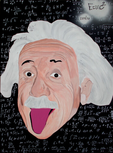 Schilderij getiteld "Einstein" door Thierry Angot, Origineel Kunstwerk, Acryl